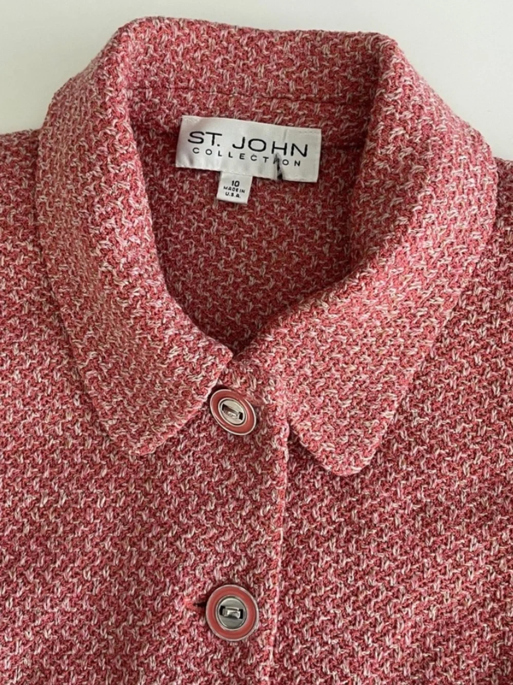 St. John Rose Tweed Button-Front Coat